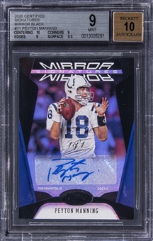 2020 Panini Certified Football Black Mirror Signatures #71 Peyton Manning Signed Card (#1/1) - BGS MINT 9, BGS 10